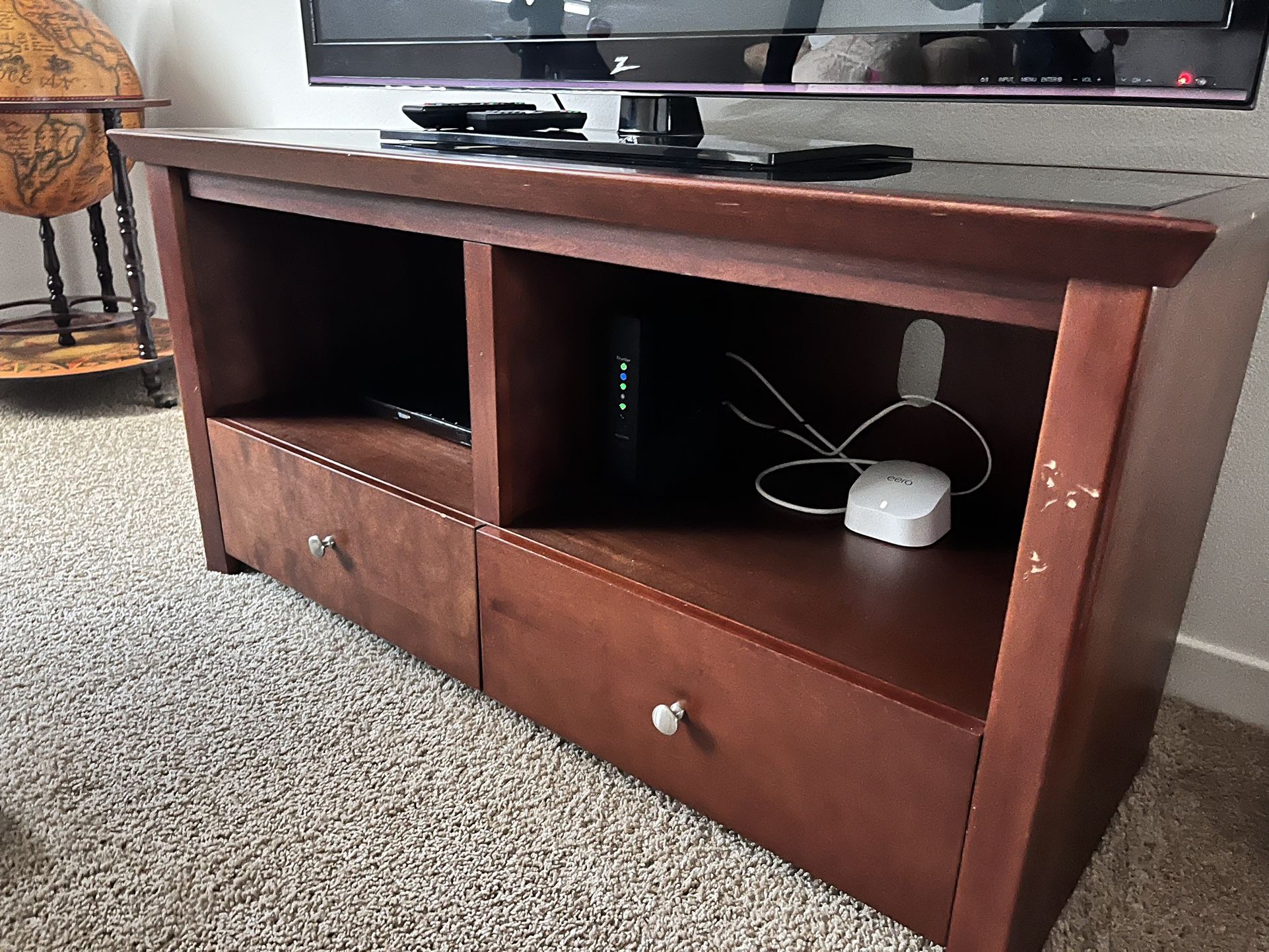 Wooden Tv Stand With Glass Top 