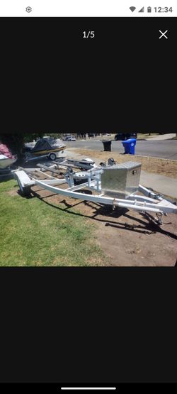 SEADOO DOUBLE JET SKI TRAILER CUSTOM HEAVY DUTY WILL FIT ANY SKIS NEW STORAGE BOX AND FUEL CAN HOLDER WITH TITLE