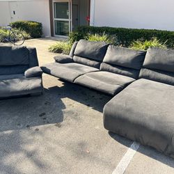 Grey Modular Sectional Recliner Sofa