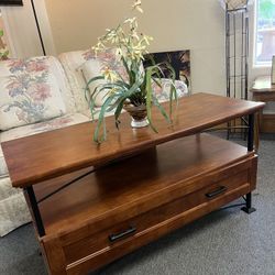 Modern Wood & Metal Coffee Table w/ Storage Drawer – Heavy Duty & Stylish 