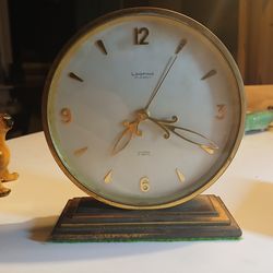 Mid Century 1950s Brass Looping Swiss Table 8 Day Alarm Clock Tested Works