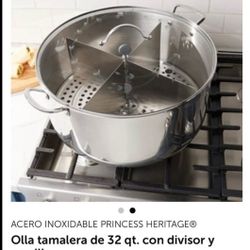 Princess House Talera De 32 Qt.Con Parrilla Y Divisores.