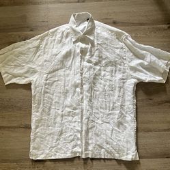 Maus & Hoffman Linen Short Sleeve Shirt Men’s Size L White  