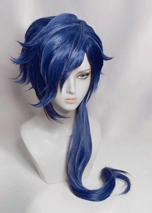 LONG Blue Wig LIKE REAL HAIR