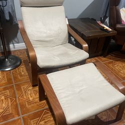 Ikea Poang Chair with Ottoman 