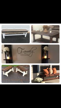 Handmade Farm style Benches, Tables and Sconces
