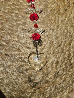Crystal heart  & butterfly suncatcher charm