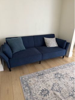 COPIAE 89” Futon Sofa Bed — Navy Blue, Converts to Bed