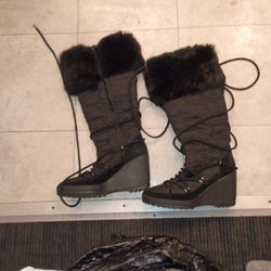 BRAND NEW COACH Boots Fur And String Lace Tie