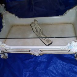 Italian Style Rare Selic Model Wood/Glass Top Table