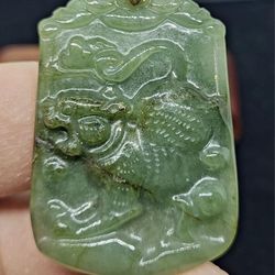 Burmese Jadeite Jade TypeA Pendant Lucky Zodiac TIGER. 