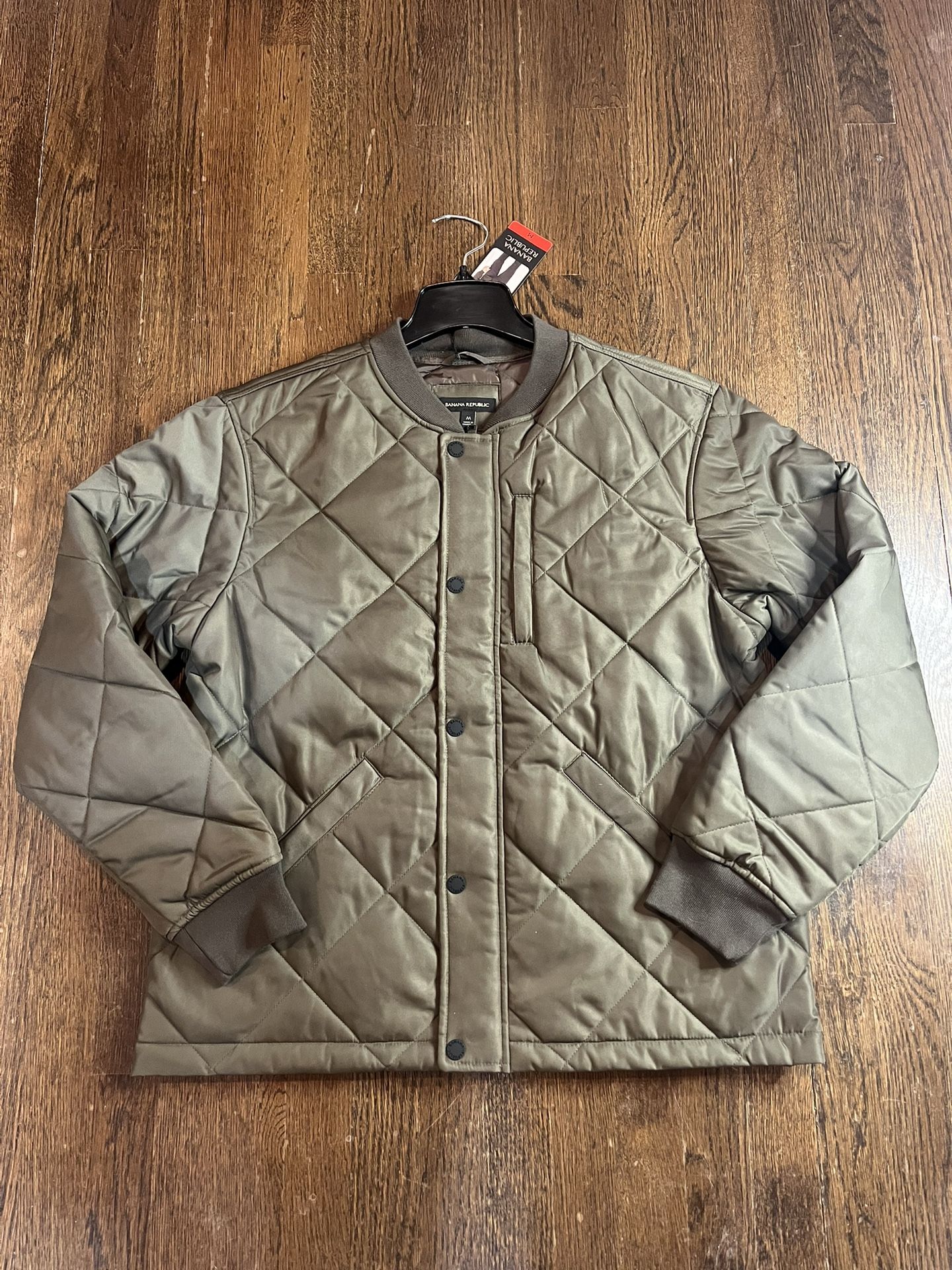Banana Republic Men’s Quilted Bomber Jacket Olive Size Medium