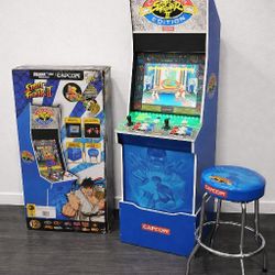 BRAND NEW Big Blue Street Fighter II by Arcade1Up w/ Riser and Stool - Delivery Available