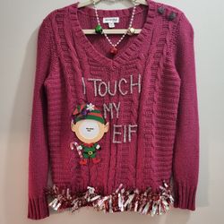 Ugly Christmas Sweater I Touch My Elf One-of-a-kind 
