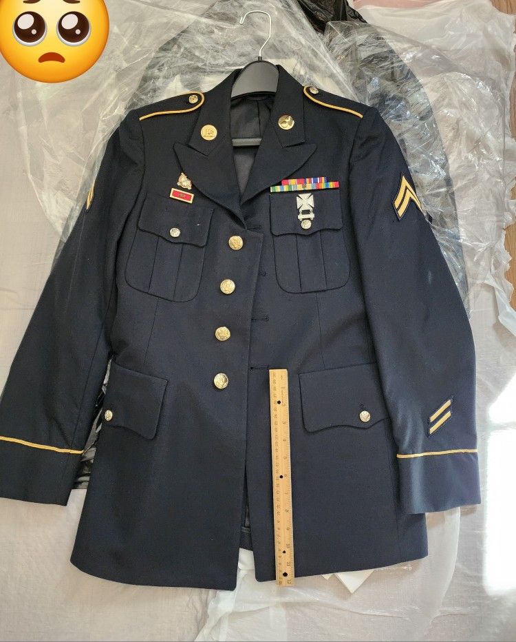 US Army Military Men ASU Uniform Coat Jacket NCO Pants Shirts White Long Short Sleeve Set Trousers Dress Blue