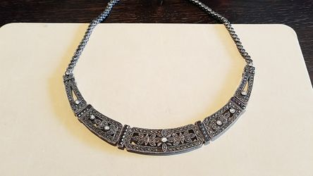STERLING SILVER MARCASITE NECKLACE
