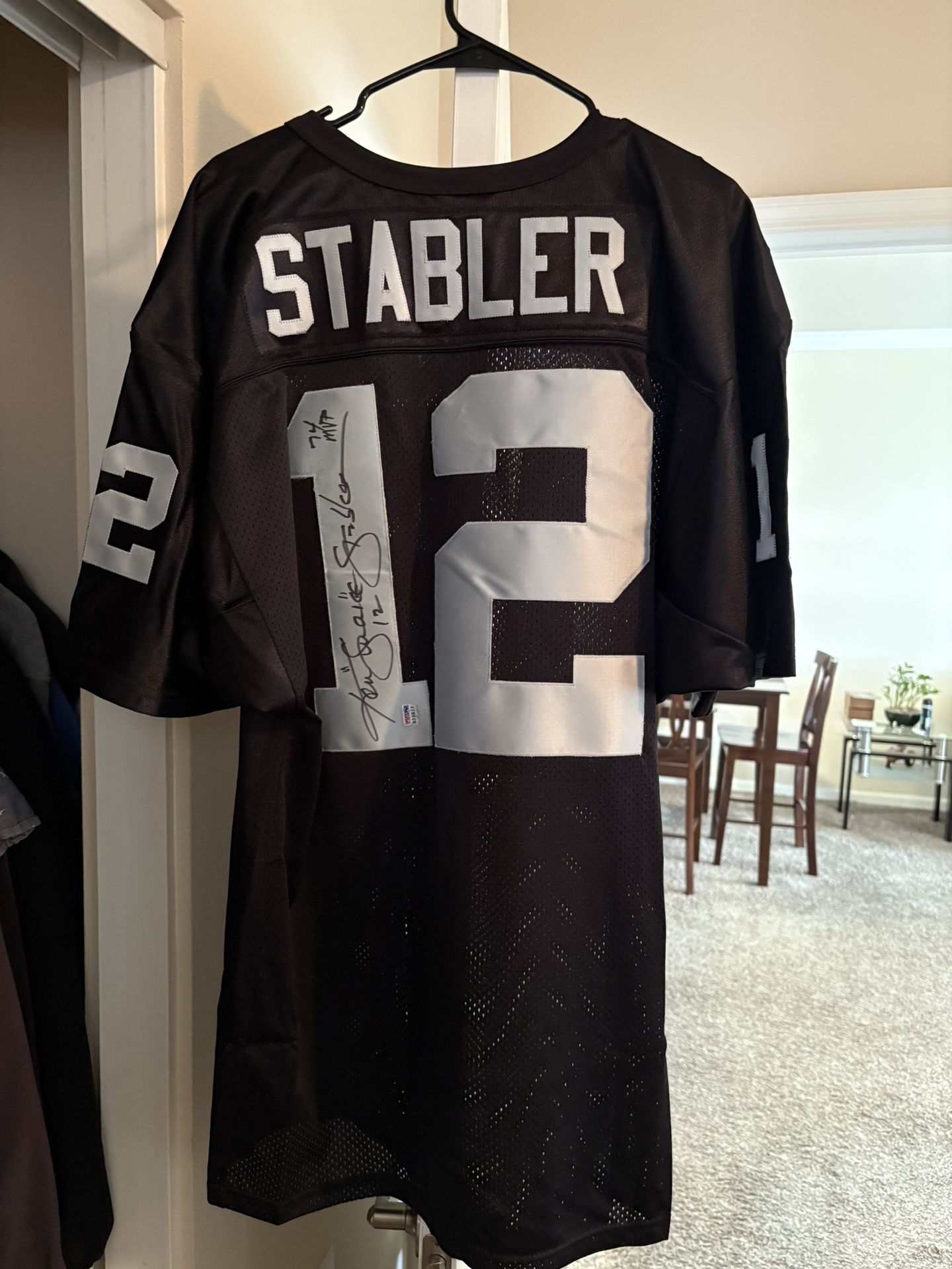 Ken stabler signed Wilson jersey with inscriptions!!! $600 PSA sticker 