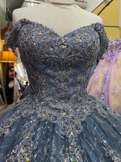 French Blue Quinceanera Ball Gown