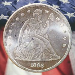 1868 Seated Liberty Dollar Silver Plated Novelty Coin - Uncirculated