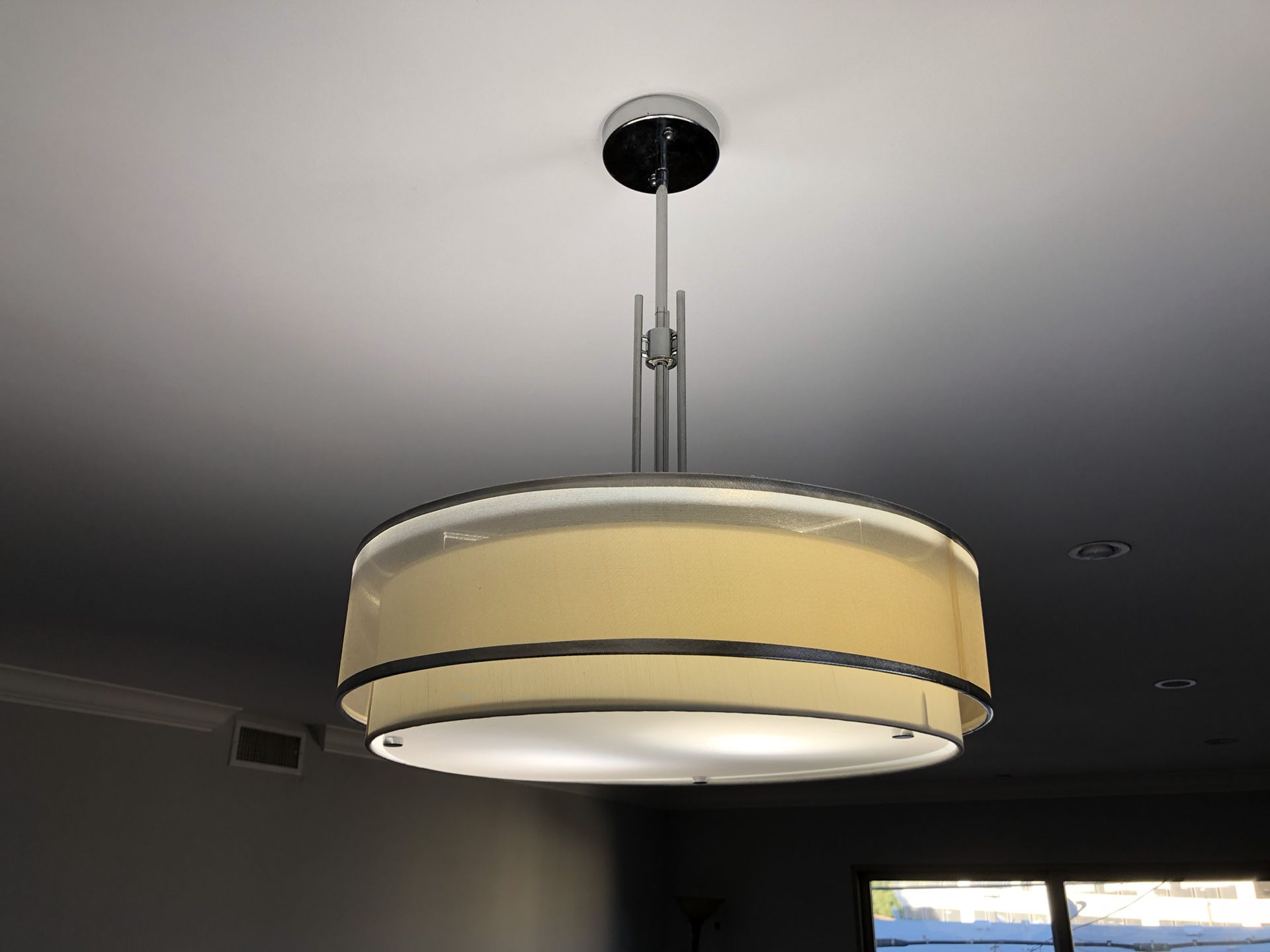 Double drum pendant chandelier light for dining table