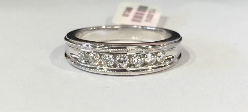 14K Men's diamond wedding band