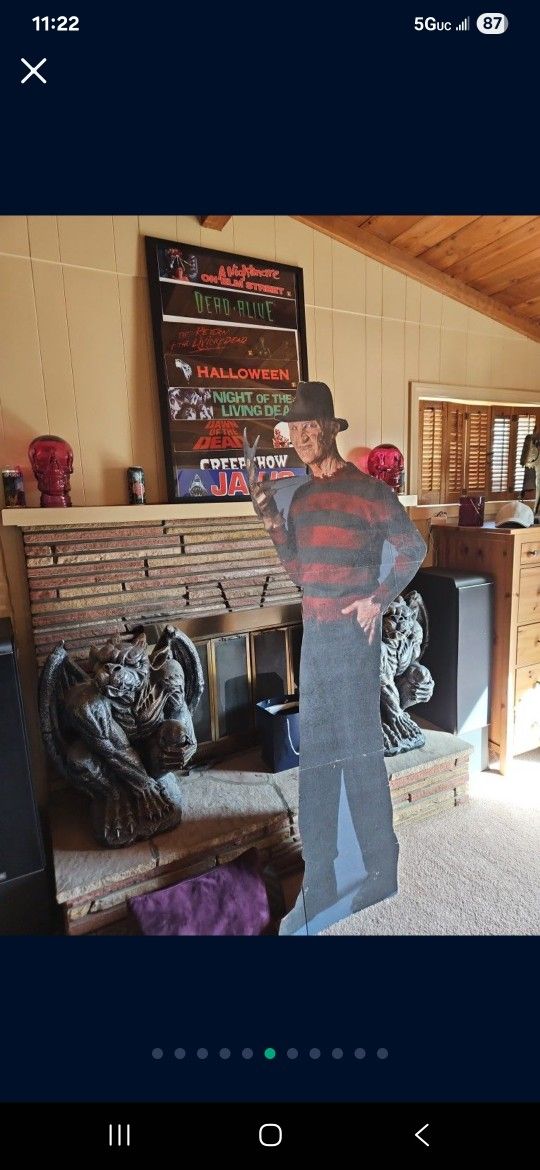 Freddy Krueger cardboard standee And halloween skeleton