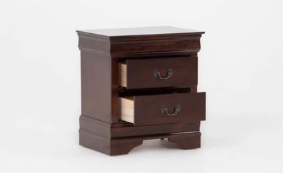 Dark Wood 2-Drawer Nightstand