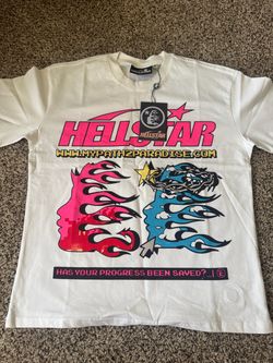 hellstar graphic red & blue flame t-shirt