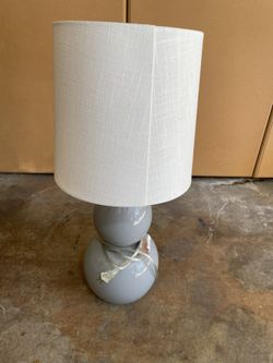 Modern Gray Ceramic Table Lamp with Linen Shade