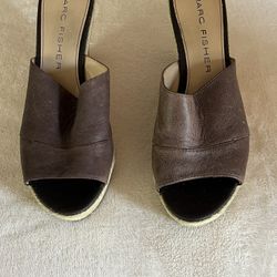 Marc Fisher Wedge Sandal, Leather Upper 9-1/2