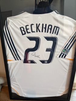 Signed Beckham #23 LA Galaxy MLS Jersey Framed