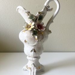 Capodimonte-style porcelain ewer or pitcher vase