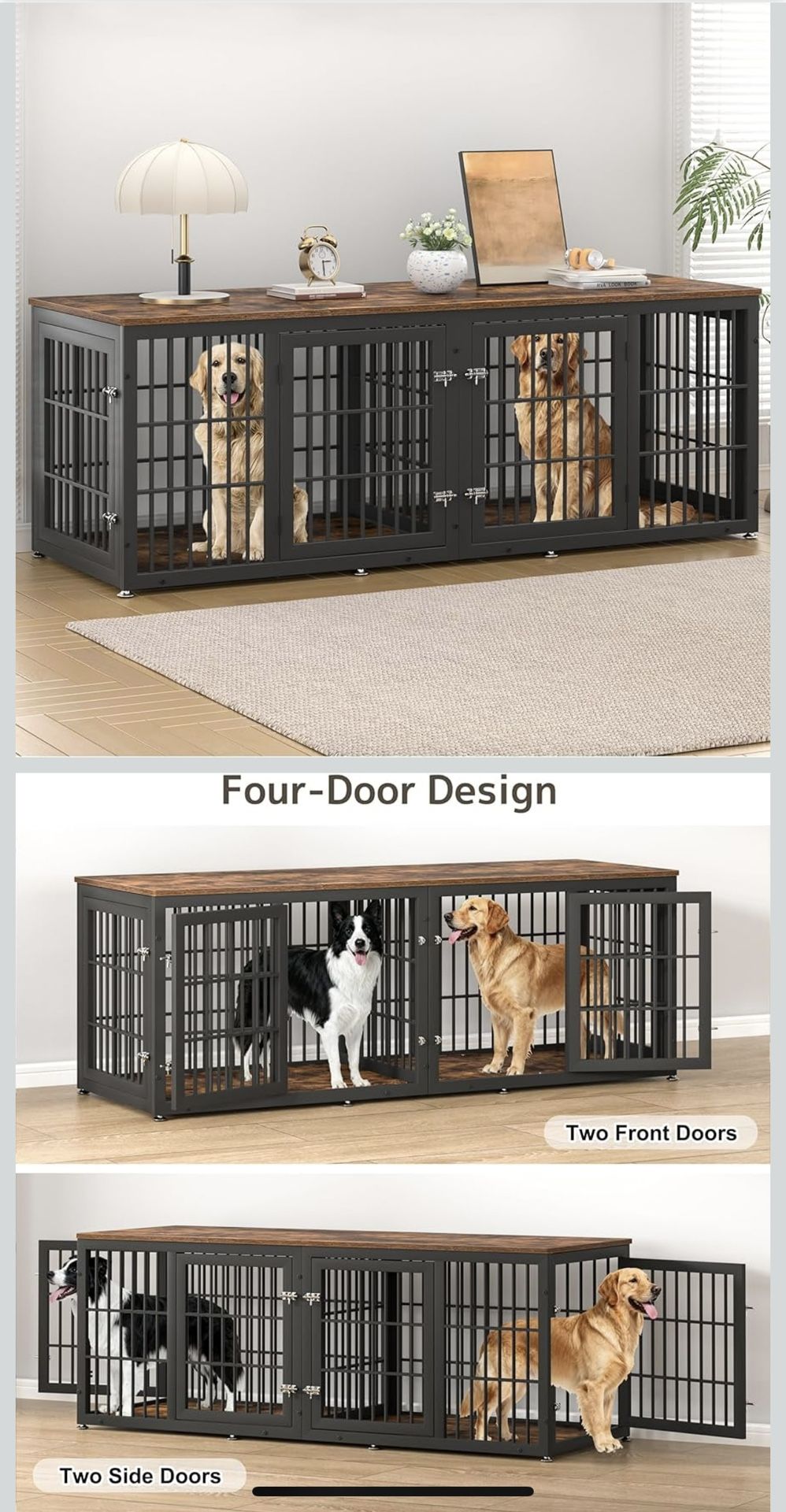 48 Inch Double Dog Crate With Table Top