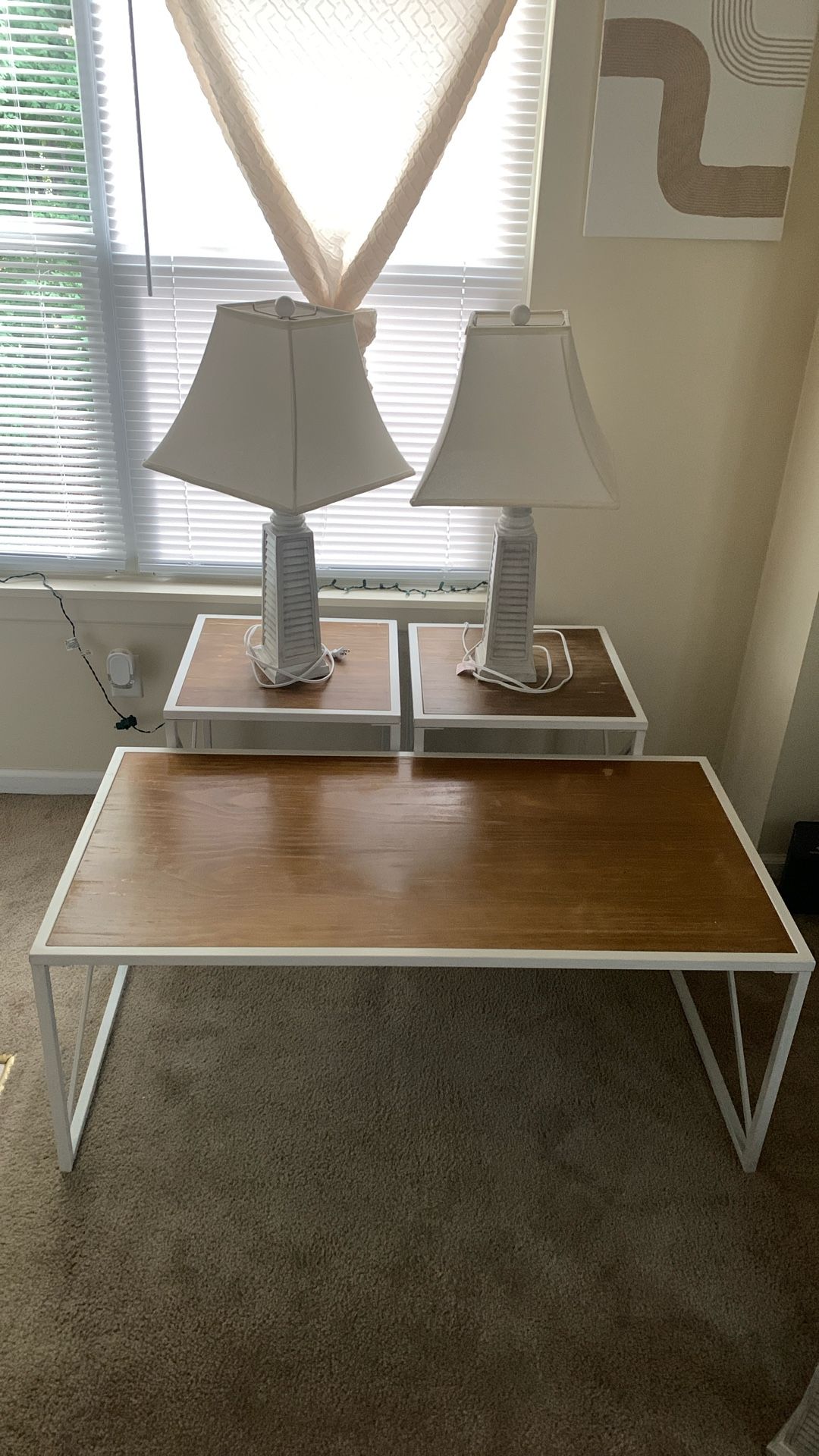 Nautical Wood End Tables, Lamps And Coffee Table