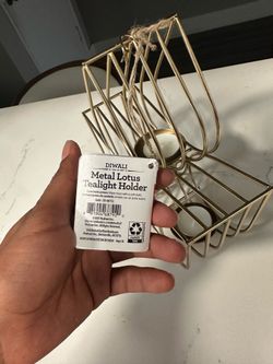 New Metal Lotus Tealight Candle Holder – Gold Finish – Diwali Home Décor