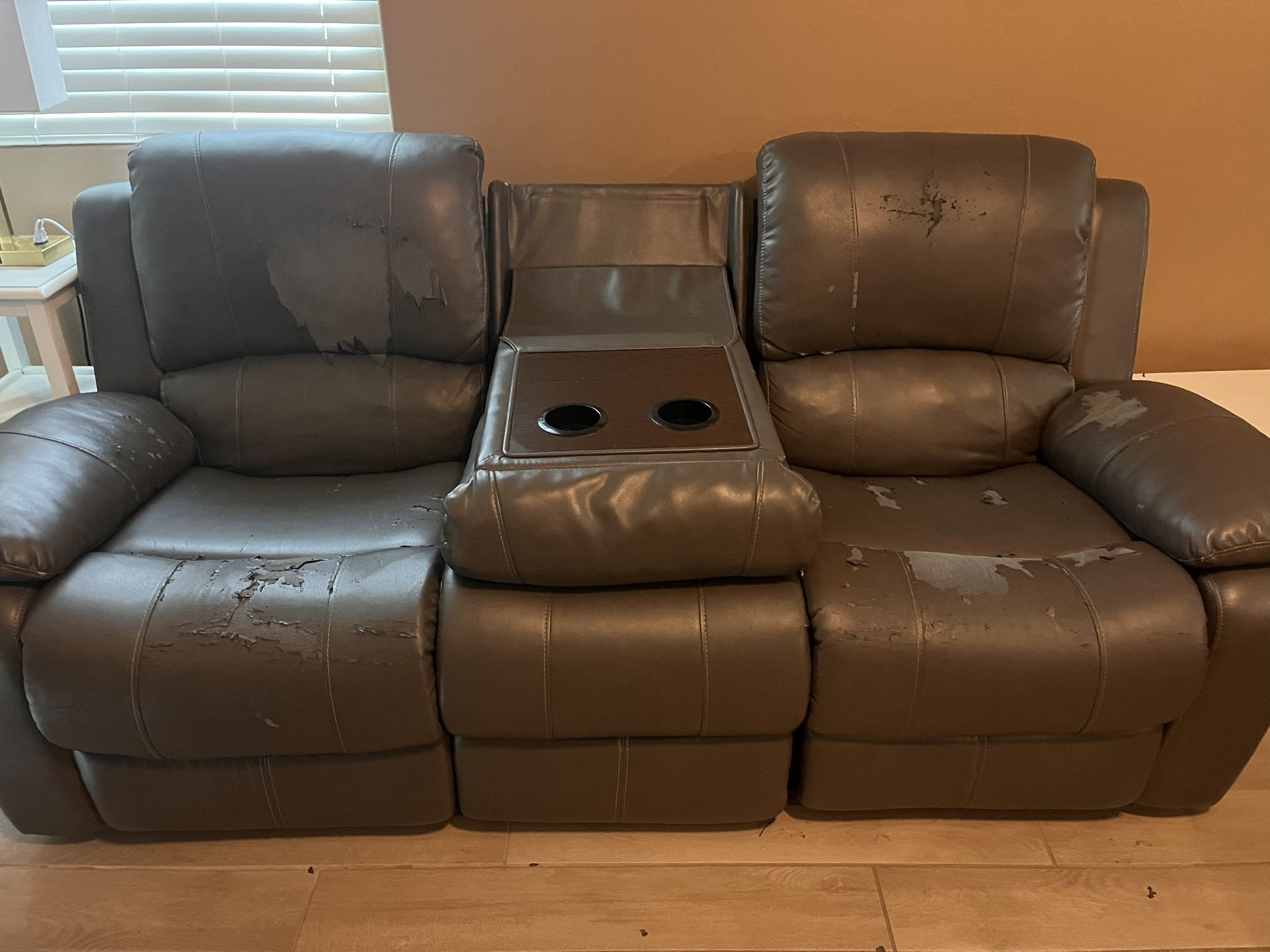 FREE Gray Reclining Sofa & Loveseat Set