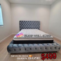 NEW  QUEEN BED FRAME AND MATTRESS 