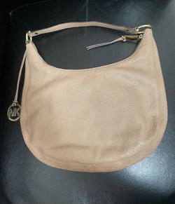 Michael Kors Tan Pebbled Leather Zipper Pocket Hobo Shoulder Bag