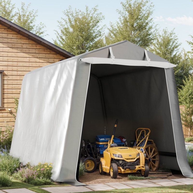 Walsunny Storage Shelter 6X8 ft Heavy Duty Portable Shed Outdoor Carport with Rolled up Zipper Doors