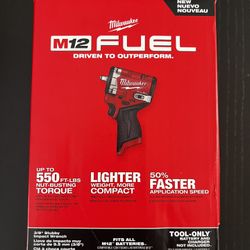 Milwaukee M12 FUEL STUBBY 3/8 Impact Wrench 550 ft lbs