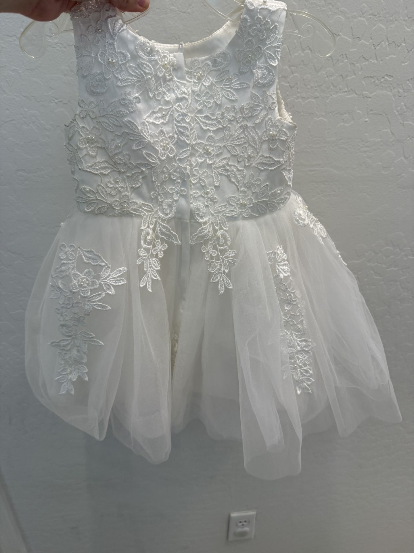 White Lace Tulle Flower Girl Dress-2T