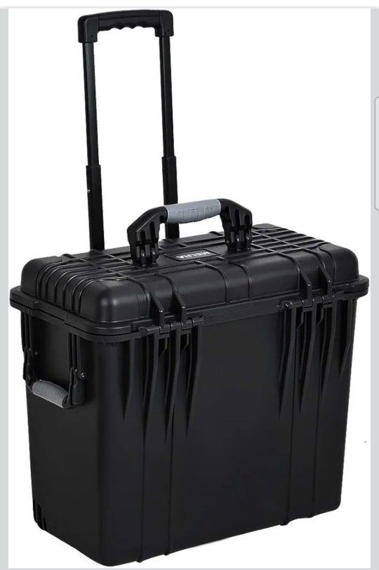 Waterproof Portable Equipment Hard Case With Retractable Pull Handle and Rolling Wheels