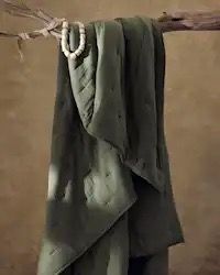 Quince Organic Cotton Gauze Dream Quilt Set Olive King/California King NWOT