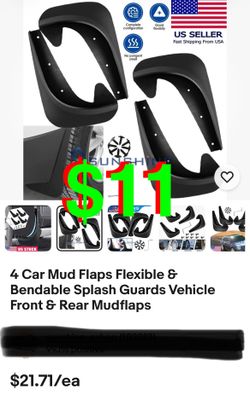 4 Car Mud Flaps Flexible & Bendable Splash Guards Vehicle Front & Rear Mudflaps