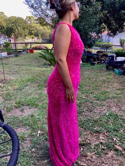 Hot Pink Sequin Sleeveless Formal Gown size 12