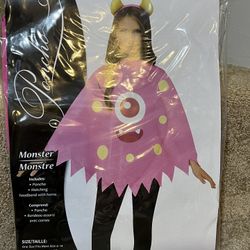 Pink Monster Child Teen Halloween Costume Poncho Shirt Easy One Size 4-14 NEW
