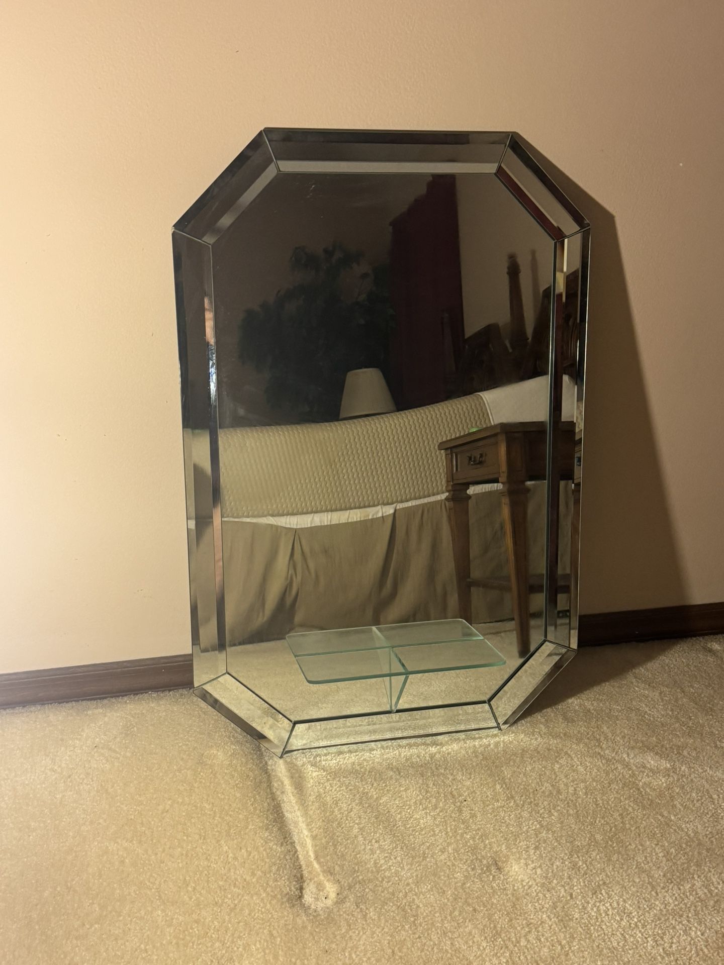 Glass mirror With shelf