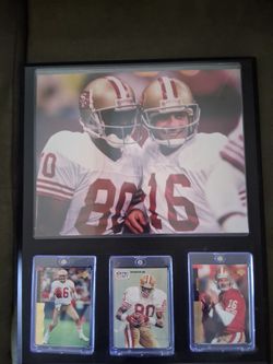49ers picture with 49ers cards in a steel case