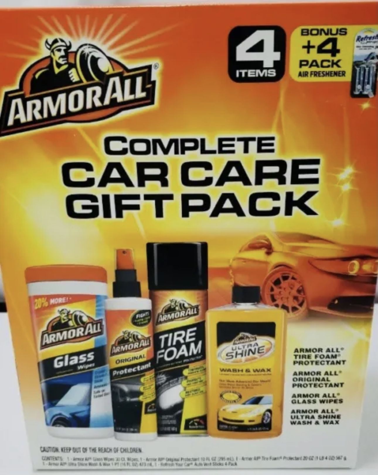 Armor All Complete Car Care Kit (4 Pieces) Car Wash Set PLUS 4 A