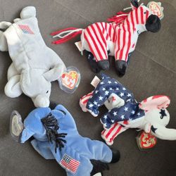 VTG. Ty Beanie Babies Lot Of 4, Lefty,Righty, Lefty & Righty 2000 NWT